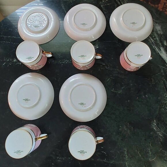 1941 Copeland Spode Custom Made Porcelain Demi-Tasse Pink Green Tea Set - Picture 11 of 16